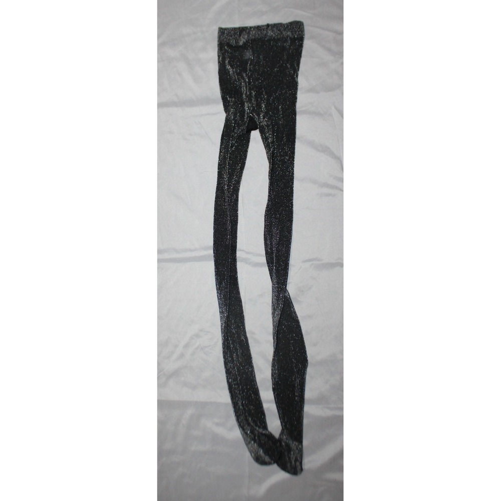 Girls silver sparkly black tights size 7-10
